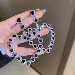 Extra Large Blue Heart Earrings